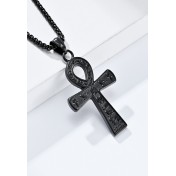 JSC3022 316L鈦鋼古埃及符號安卡十字架項鏈