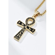 JSC3022 316L鈦鋼古埃及符號安卡十字架項鏈