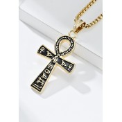JSC3022 316L鈦鋼古埃及符號安卡十字架項鏈
