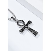 JSC3022 316L鈦鋼古埃及符號安卡十字架項鏈