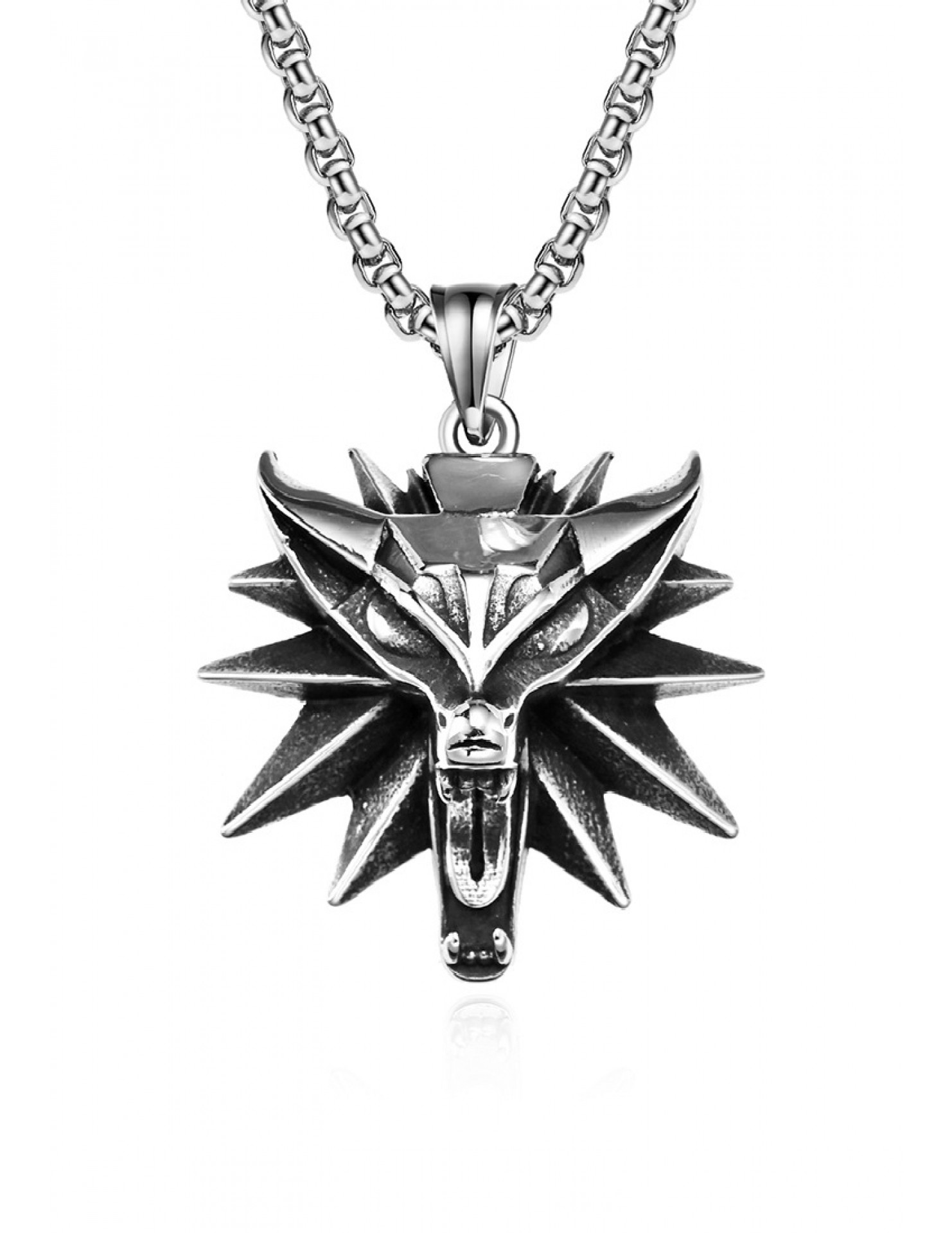 JSC3024 316L鈦鋼巫師3狼頭項鏈