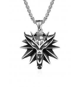 JSC3024 316L鈦鋼巫師3狼頭項鏈