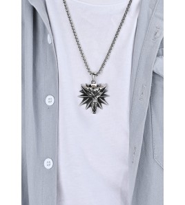 JSC3024 316L鈦鋼巫師3狼頭項鏈