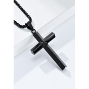 JSC3028 316L鈦鋼簡約菱形鏡面十字架項鏈