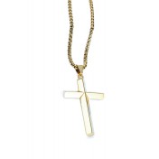 JSC3028 316L鈦鋼簡約菱形鏡面十字架項鏈