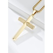 JSC3028 316L鈦鋼簡約菱形鏡面十字架項鏈