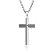 JSC3028 316L鈦鋼簡約菱形鏡面十字架項鏈