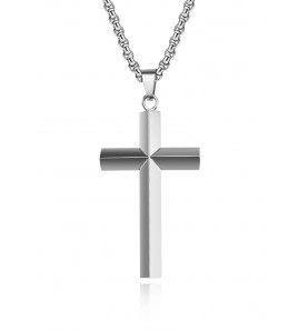 JSC3028 316L鈦鋼簡約菱形鏡面十字架項鏈