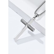 JSC3028 316L鈦鋼簡約菱形鏡面十字架項鏈