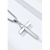 JSC3028 316L鈦鋼簡約菱形鏡面十字架項鏈