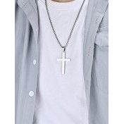 JSC3105 316L鈦鋼美國星條旗十字架項鏈