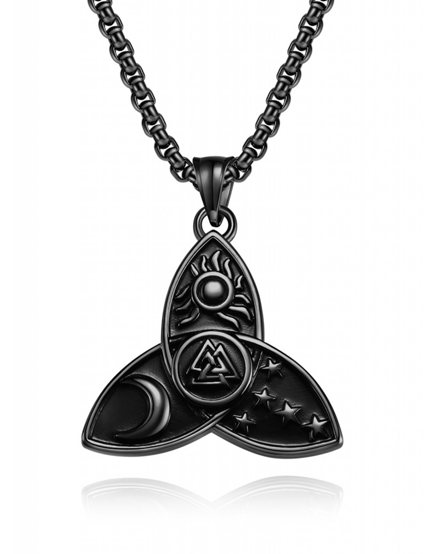 JSC3108 316L鈦鋼北歐三角結星星月亮太陽項鏈