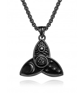 JSC3108 316L鈦鋼北歐三角結星星月亮太陽項鏈