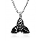 JSC3108 316L鈦鋼北歐三角結星星月亮太陽項鏈