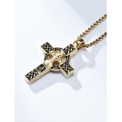 JSC3111 316L鈦鋼凱爾特結十字架項鏈