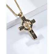 JSC3111 316L鈦鋼凱爾特結十字架項鏈