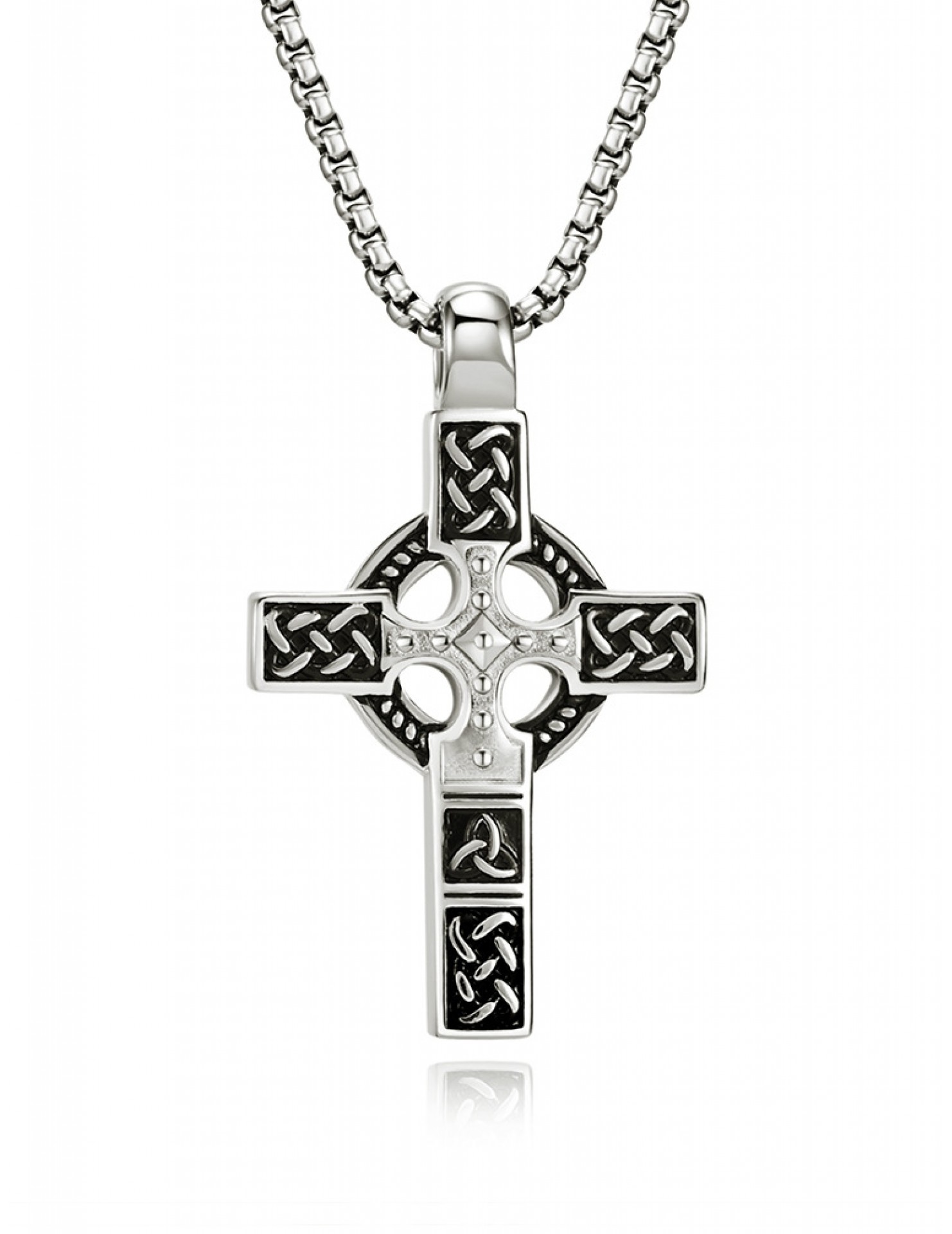 JSC3111 316L鈦鋼凱爾特結十字架項鏈