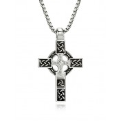 JSC3111 316L鈦鋼凱爾特結十字架項鏈