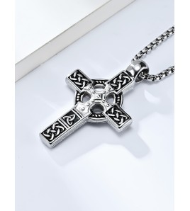 JSC3111 316L鈦鋼凱爾特結十字架項鏈