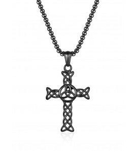 JSC3115 316L鈦鋼鏤空鈦鋼十字架項鏈