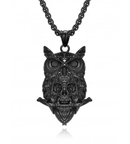 JSC3119 316L鈦鋼貓頭鷹骷髏頭項鏈