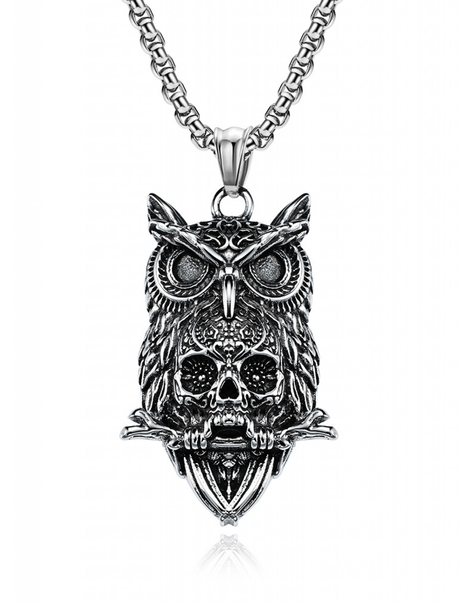 JSC3119 316L鈦鋼貓頭鷹骷髏頭項鏈