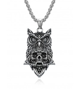 JSC3119 316L鈦鋼貓頭鷹骷髏頭項鏈