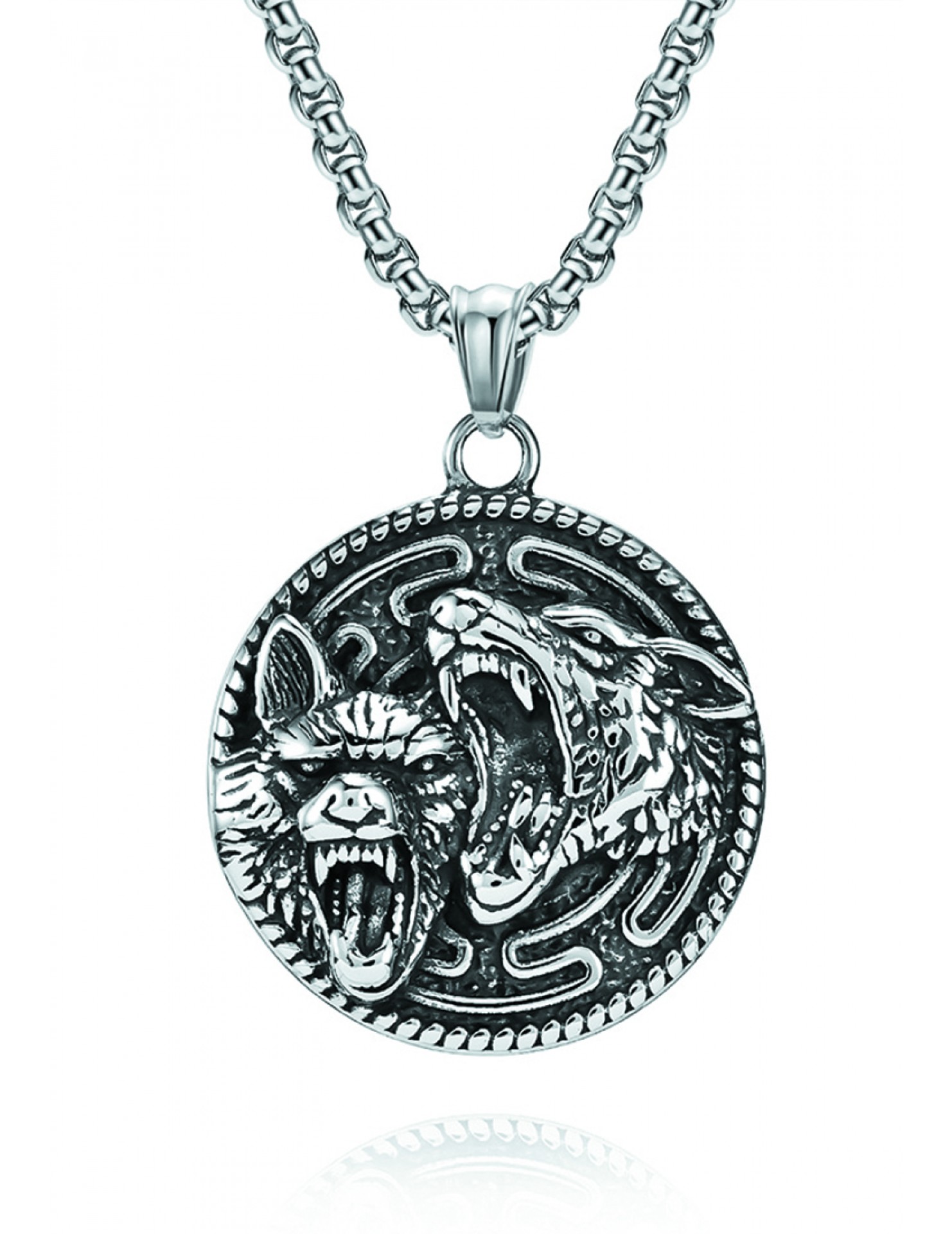 JSC3122 316L鈦鋼維京狼頭項鏈