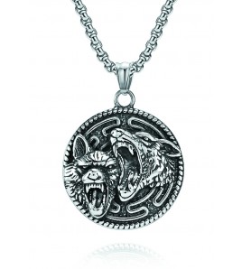 JSC3122 316L鈦鋼維京狼頭項鏈