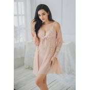 LCB6032-女士露背性感睡袍三件套