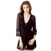 LCB6032-女士露背性感睡袍三件套