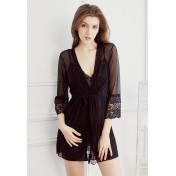 LCB6032-女士露背性感睡袍三件套