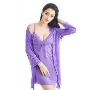 LCB6032-女士露背性感睡袍三件套