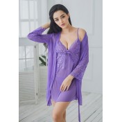 LCB6032-女士露背性感睡袍三件套
