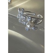 LCR3007 S925純銀珍珠花朵戒指