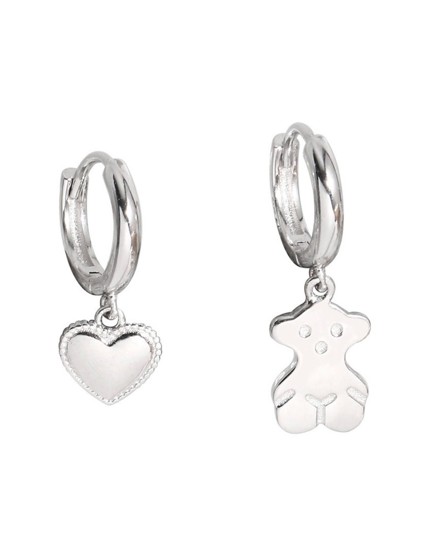 LCR3009 S925純銀小熊愛心耳環