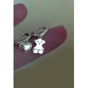 LCR3009 S925純銀小熊愛心耳環