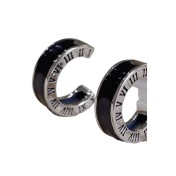 LCR3023 S925純銀黑色滴釉羅馬文耳環