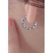 LCR3023 S925純銀黑色滴釉羅馬文耳環