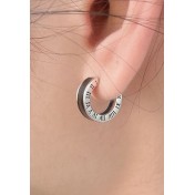 LCR3023 S925純銀黑色滴釉羅馬文耳環