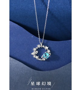 LCR3024 S925純銀水晶星球項鏈