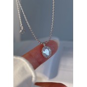 LCR3032 S925純銀橢圓鋯石圓珠項鏈