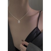 LCR3032 S925純銀橢圓鋯石圓珠項鏈