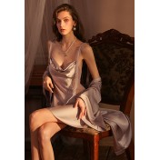 LDD2424-2女士露背性感睡袍兩件套 
