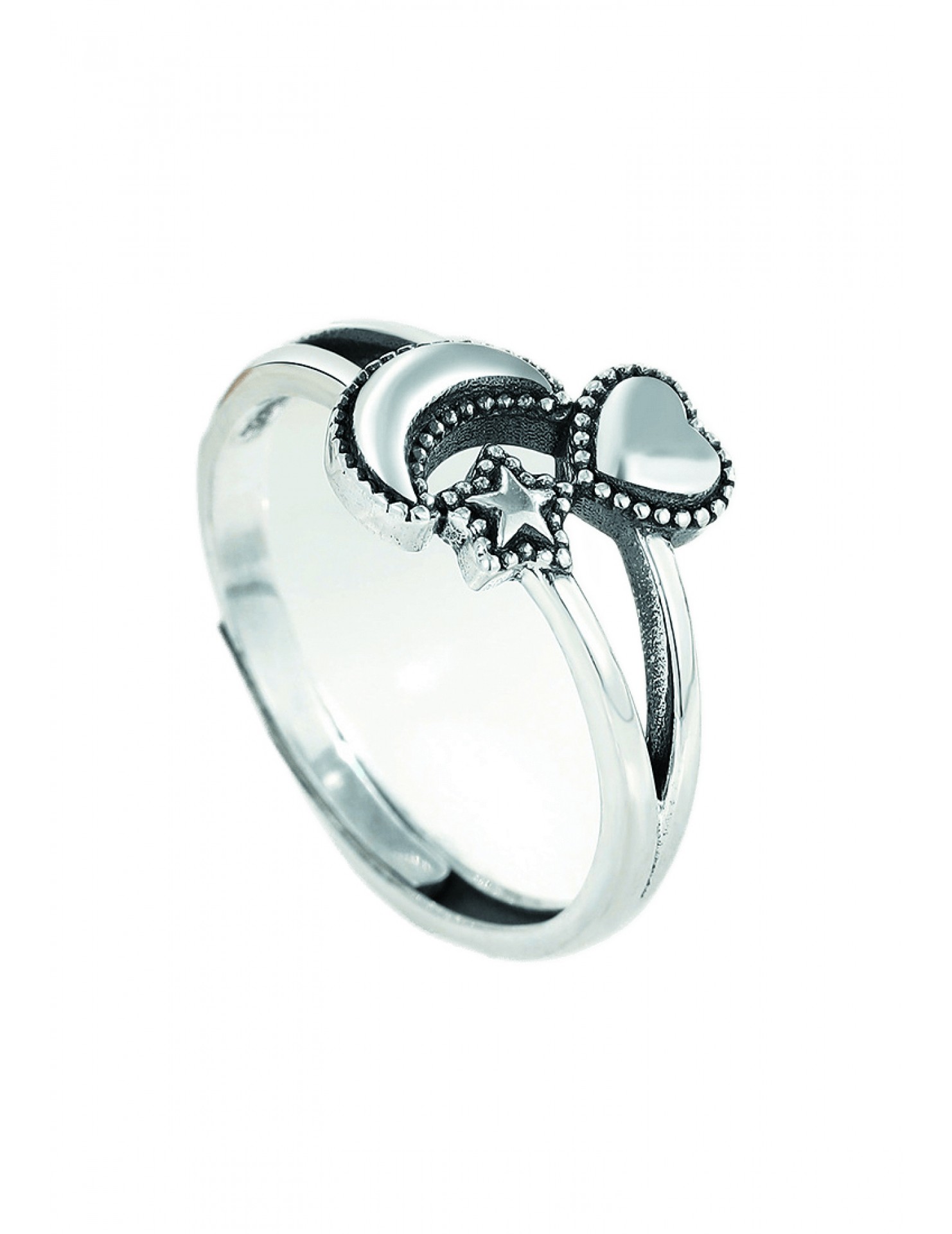 LDR2001 S925銀星星月亮開口戒指