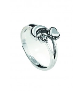 LDR2001 S925銀星星月亮開口戒指