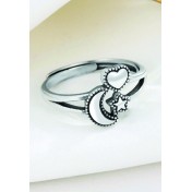 LDR2001 S925銀星星月亮開口戒指