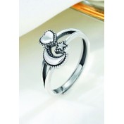 LDR2001 S925銀星星月亮開口戒指