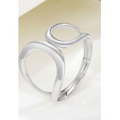 LDR2010 S925銀幾何圓圈開口戒指