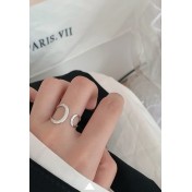 LDR2010 S925銀幾何圓圈開口戒指